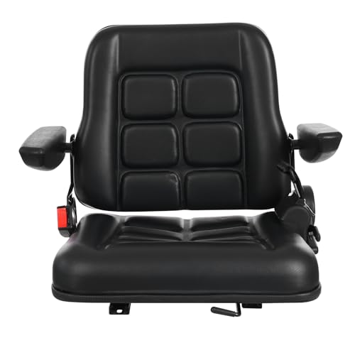 Asiento universal para carretilla elevadora, asiento de tractor, respaldo ajustable, PVC, cuero, asiento del conductor para vehículos como UTVs, ATVs, carritos de golf, carretillas elevadoras