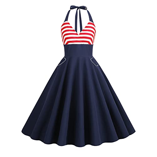 Image of Women Dress American Flag Print Vintage Maxi Dress