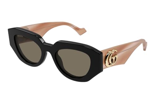 Gucci Gafas GG1421S 008 – Gafa de Sol Mujer con Montura Negra y Patillas Nude Rosadas