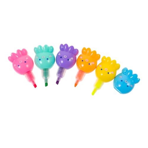 SOIMISS Resaltadores Fluorescentes Forma de Pulpo con Colores Vivos para Subrayado y Marcado de Libros Diseño Compacto Fugas para Estudiantes y Oficina