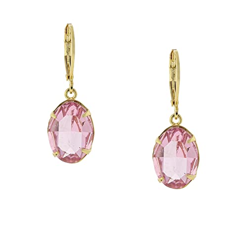 1928 Jewelry Pink Genuine Austrian Oval Drop Earrings