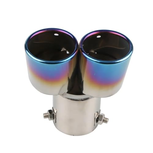 Embout d'echappement de voiture double tube en acier poli miroir - 3