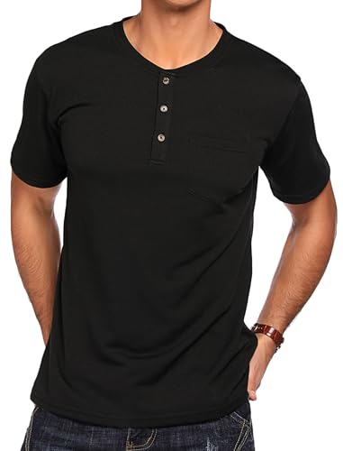 coofandy men39s 3 pack henley shirts short sleeve casual basic tees classic henley summer solid t shirts with pocket