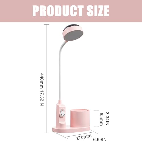 Calenxy Kinder Schreibtischlampe mit Stifthalter, LED Nachttischlampe Tischlampe Dimmbar, Leselampe mit Projektion, Schreibtischlampe Tragbar Wiederaufladbar Lampe für Student Schlafsaal Studie Lesen