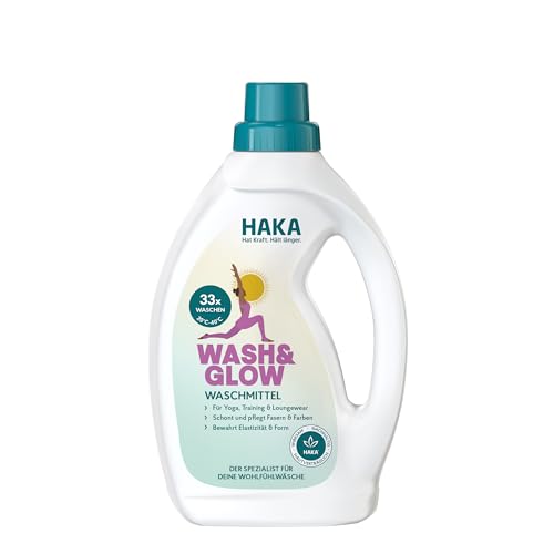 HAKA Wash & Glow Spezialwaschmittel für Sport- & Wohlfühlkleidung, 1 L (33 WL), für Yoga- & Activewear, gegen Ausleiern von Stretchfasern, erhält Elastizität & Passform, hautfreundlich