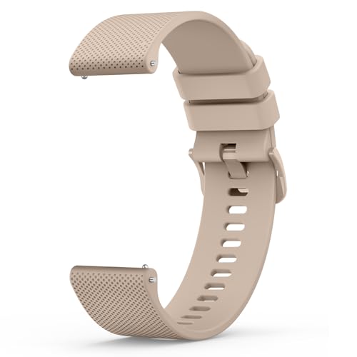 Amzpas Ersatz Uhrenarmbänder 20mm 22mm Armband Silikon,Uhrenarmband mit Schnellverschluss Ersatzbänder Watch Straps,Uhren Zubehör Uhrenarmbänder Watch Band für Damen Herren(20mm,Milchtee)