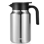WYHVAND 1.5L Thermal Coffee Jug, Double Walled Stainless Steel Vacuum Insulated Coffee Carafe/Flask, Leakproof Lid, for Tea & Hot/Cold Drinks, Silver