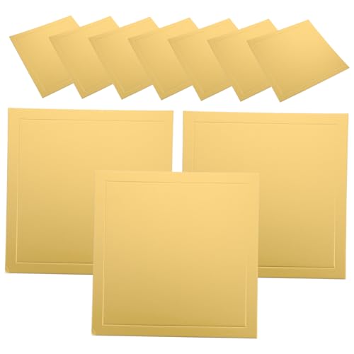 SOLUSTRE 5pcs Cake Mat Cake Square Bases Cake Boards Baking Cardboard Dessert Board Cardboard Squares Square Party Cake Tray Cake Base Boards Cake Decorating Boards Large Golden Paper