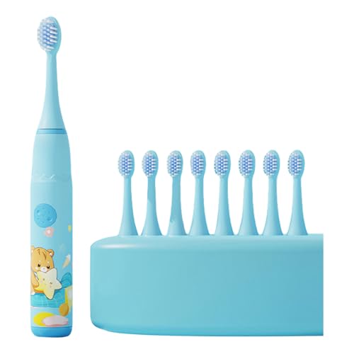 Cepillo de dientes eléctrico para niños con 6 cabezales de cepillo de dientes eléctrico de dibujos animados 4 modos de limpieza