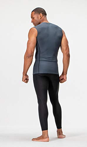 Devops 3 Pack Men's Athletic Compression Shirts Sleeveless (Large, Black/Charcoal/White) #TOP2