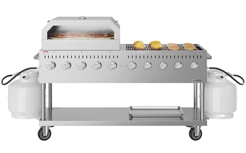 KoolMore 72 in. Commercial Outdoor Propane Gas Grill with 36 in. Pizza Oven, ETL Listed in Stainless-Steel (CGKIT7-P36)