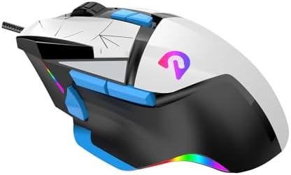 Sokelinn-six Wired Gaming Mouse, 7200 DPI Optical Ergonomic Mice with Programmable Buttons and RGB Lighting for Office or Gamer PC Laptop Computer Use (White) image 3