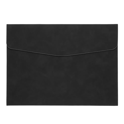 PATIKIL PU Leather A4 File Folder, Document Holder Filing Organizer Portfolio Envelope Folder Case with Snap Closure for Letter Receipt, Black