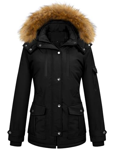 heekpek Manteau Femme Hiver Chic Vestes à Capuche Blouson Chaude Doublée en Polaire Manteaux à Manches Longues pour Dames Parka Imperméable Doudoune...