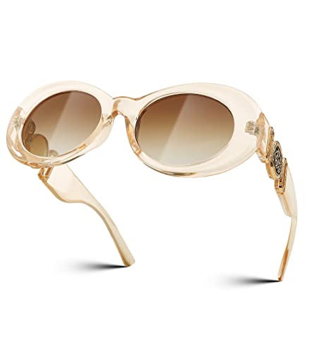 FEISEDY Retro Oval Sunglasses Women Mens 90s Vintage Small Round shades Clout Goggles B29693