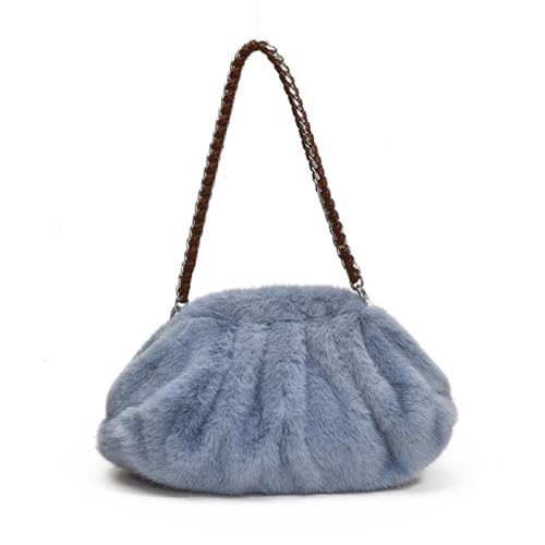 Sac à bandoulière en fausse fourrure à volants chic pour femme