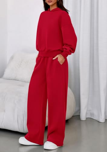 Image of PRETTYGARDEN Womens Sweatsuits 2 Piece Set 2026 Casual Winter Long Sleeve Hoodie Loose Wide Leg Sweatpants Fall Tracksuit