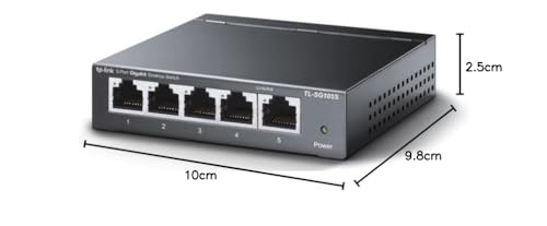 Image of TP-Link TL-SG105S 5-Port Desktop Gigabit Ethernet Switch /Hub, Ethernet Splitter, Plug & Play, no Configuration Required, Steel Case, Green Ethernet Technology