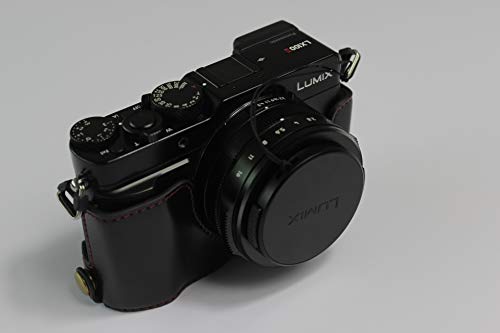 Zakao   Funda de piel sintética para cámara con correa de mano, funda protectora para Panasonic Lumix DC LX100 II, color negro