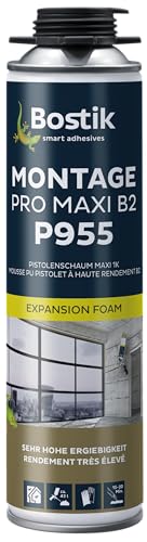 BOSTIK P955 Montage Pro Maxi B2 – Für Fenster, Hohlräume, Wandfugen, Leitungsführungen, Ideal zur Schall- & Wärmedämmung, Beständig gegen alle Bauüblichen Chemikalien, 500ml