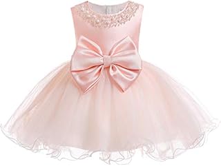 XIPAI Infant Baby Girl Formal Bridesmaid Birthday Ball Gown Sleeveless Ruffles Dress Pink