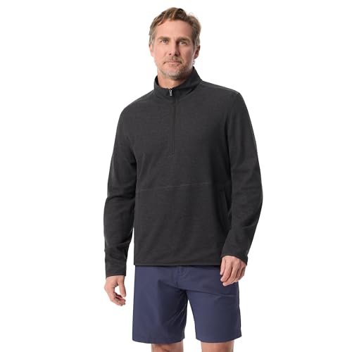 BASS OUTDOOR Men's 1/4 Zip Front Waffle Texture Long Sleeve Knit Pullover Standard