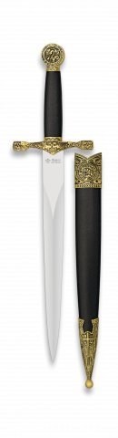 Cuchillo de decoración Tole10 Dorada Hoja 24 cm Coleccionismo ornamentación replica series television peliculas fantasia Tole 10 Imperial 32303 + Portabotellas de regalo Cover