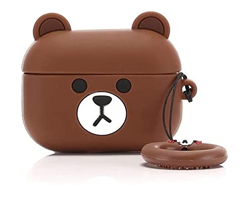 YONK AirPods Pro Case Soft Silicone Shockproof Cover for Apple Airpods Pro, New 3D Cute Cartoon Creative Fun Case Skin with Keychain Design for AirPods Pro Charging Case 2019 (Bear Cartoon Pattern)