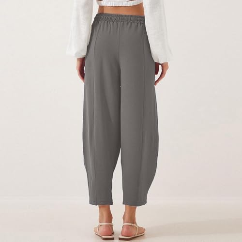 Wide Leg Pants Woman Loose Fit Casual Drawstring Elastic Waisted Sweatpants Harem Trousers with Pockets Baggy Slacks2