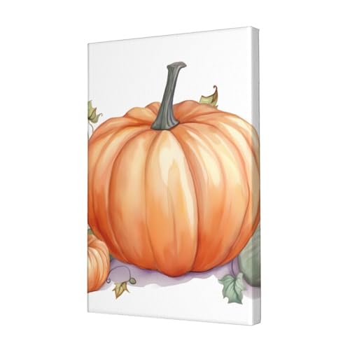 Impression sur toile citrouilles d'automne aquarelle OUSIKA 45x30cm