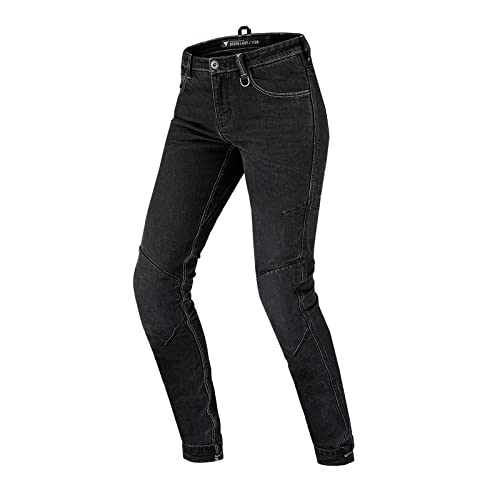 SHIMA DEVON Motorradjeans - Belüftete Elastische Slim Fit Biker Motorradhose mit FiberQL-Verstärkungen, CE Knie- und Hüftprotektoren (Damen, Schwarz, 32)