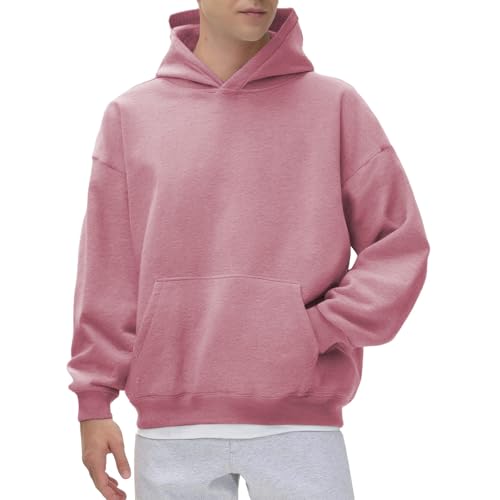 Generisch Sudadera para hombre de algodón, manga larga, sudadera con capucha para hombre, talla grande, monocolor, con bolsillos, camiseta de manga larga, camiseta deportiva con capucha, sudadera