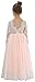 2Bunnies Girl Peony Lace Back A-Line Straight Tutu Tulle Party Flower Girl Dresses (Pink Sleeve Maxi, 6)