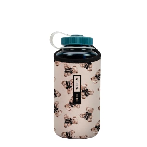 Sok It BotlSok Water Bottle Sleeve Insulated Neoprene Cover (Beau Bear, Fits 32oz Nalgene)