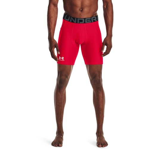 Under Armour HeatGear Armour Pantalones cortos de compresión para hombre, rojo-blanco, talla XS