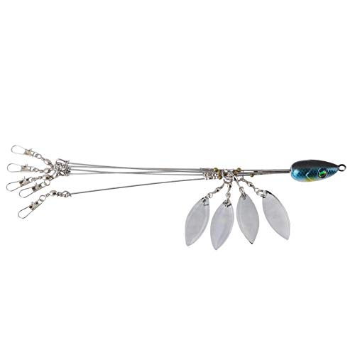 Qii lu Alabama Rig Umbrella para Bass Fishing, 5 Arms Alabama Umbrella Jig Head Fishing Rig Cebo Señuelos de Pesca con broches giratorios 3 Colores para Bajos señuelos(Azul Marino)