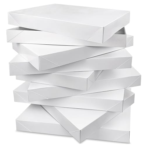 MUMULULU 8 PCS White Gift Boxes with Lids Sizes 11 x 7.48 for Birthdays Graduations Christmas Weddings Baby Showers and More