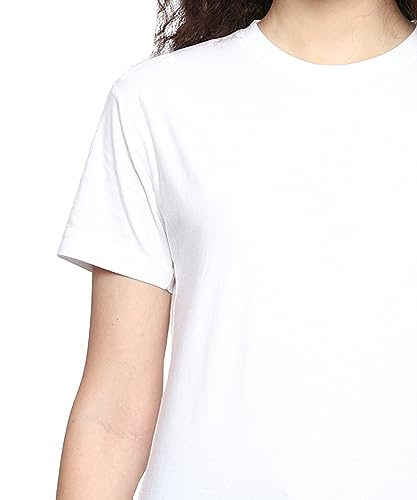 Image of Round Neck T-Shirt Top for Women | Combed Bio-Washed Ring Spun Cotton | Plain | Short Sleeves