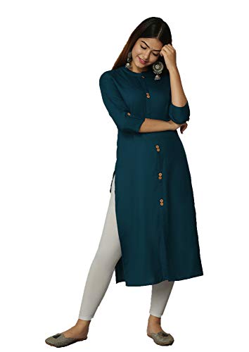 Image of NEW4U Women's Solid Rayon Straight Kurta