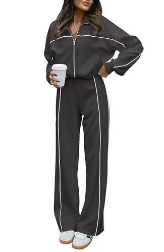Image of BTFBM Women's Two Piece Tracksuit Fall 2026 Long Sleeve Zip Up Sweatshirt Long Pants Outfits Jogger Sweatsuit Sets
