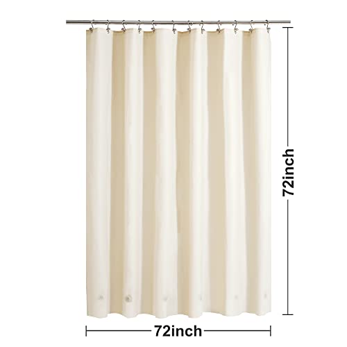 Image of Barossa Design Beige Shower Curtain Liner with 6 Magnets - Waterproof PEVA Shower Liner for Bathroom, 72 inch x 72 inch Standard Size, PVC Free, Metal Grommets - Beige, 72x72