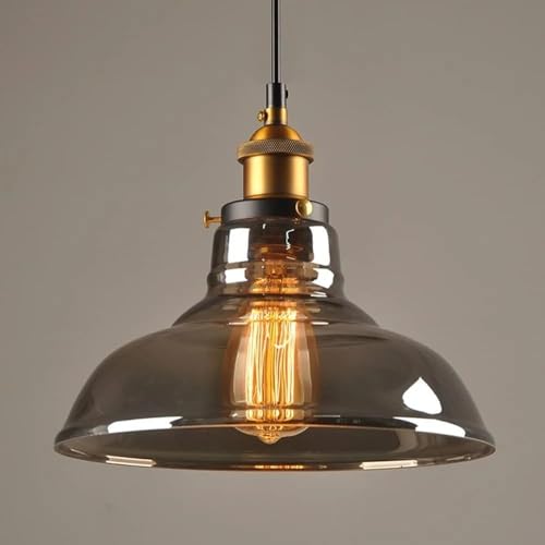 Lustre suspension en verre ambré gris plafonnier chic au style loft