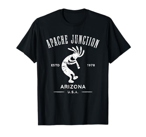 Apache Junction Arizona Dancing Kokopelli Design invecchiato Maglietta