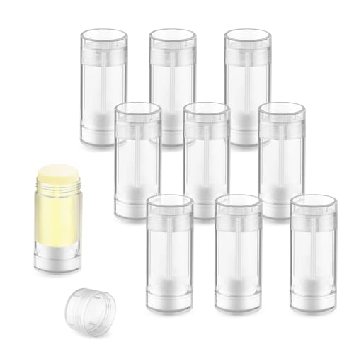 Glasstore 10 Pcs Empty Containers Bottom Fill Tubes Refillable DIY Lip Balm Tubes (clear, 15ml/0.5oz)