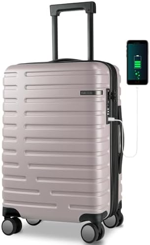 EMPSIGN Carry On Luggage with Spinner Wheels, Hard
