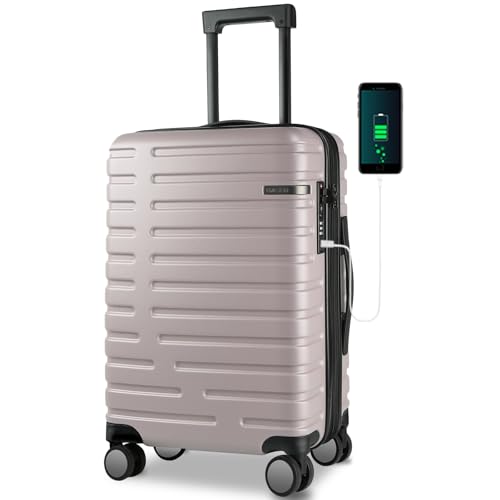 EMPSIGN Carry On Luggage with Spinner Wheels, Hard Shell Carry-On