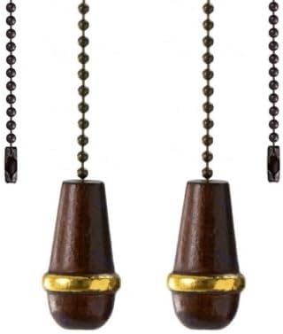 2pcs Ceiling Fan Pull Chain Extender, Wooden Decorative Pendant Extension Chains, 12 Inches Lighting & Fan Beaded Ball Fan Cord Extender Ornament with Connector（Peach wood）
