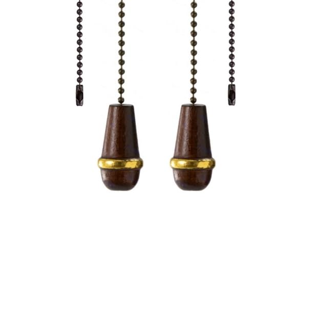 Image of 2pcs Ceiling Fan Pull Chain Extender, Wooden Decorative Pendant Extension Chains, 12 Inches Lighting & Fan Beaded Ball Fan Cord Extender Ornament with Connector（Peach wood）