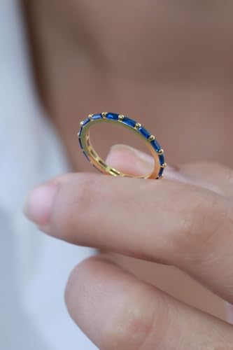 Bague d'éternité saphir bleu en argent 925, le cadeau idéal