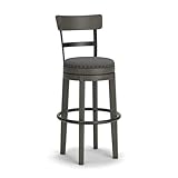 Signature Design by Ashley Caitbrook Casual Farmhouse Tall Upholstered Swivel Barstool, Nailhead Trim, Solid Wood, 30' H, Gray